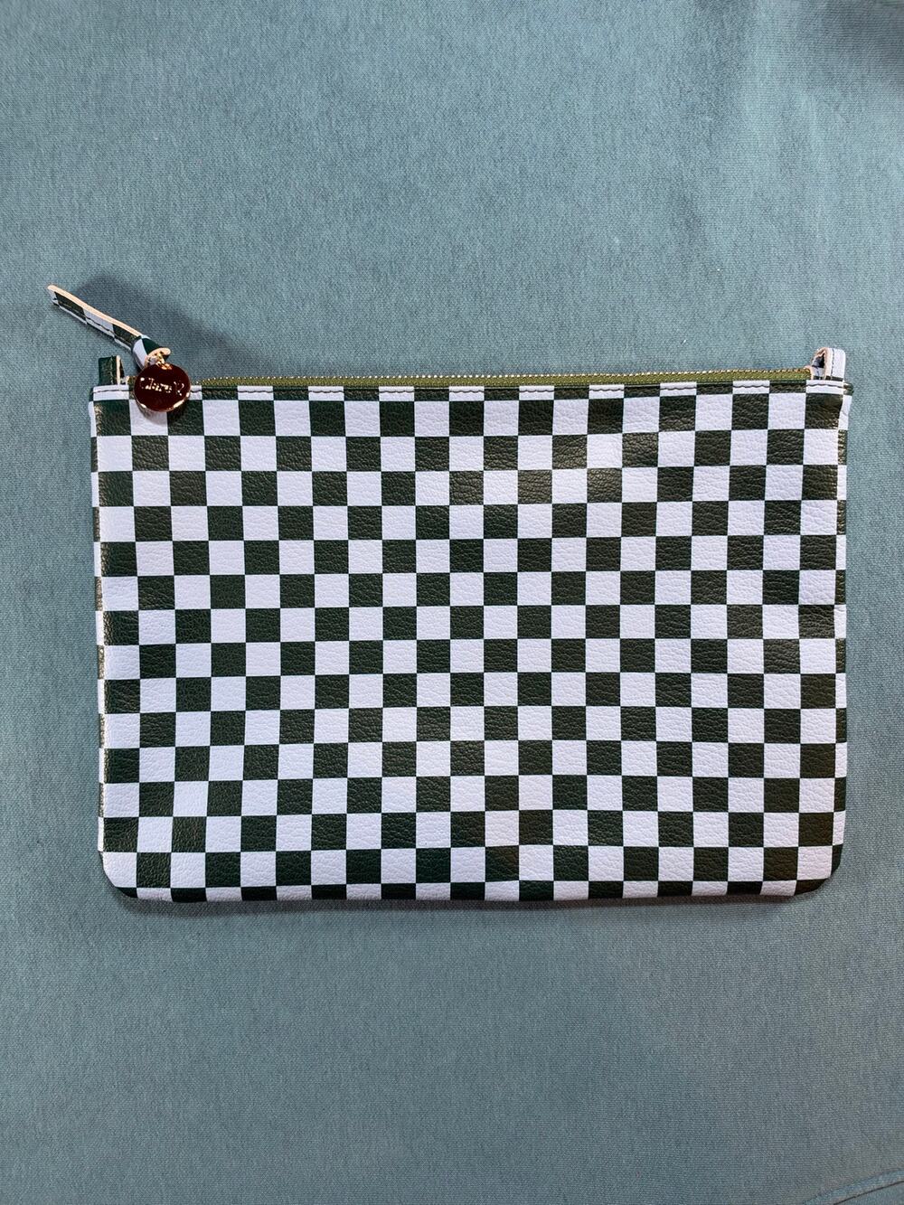 Green/Light Blue Clare V. Flat Clutch w/Tabs - NWOT